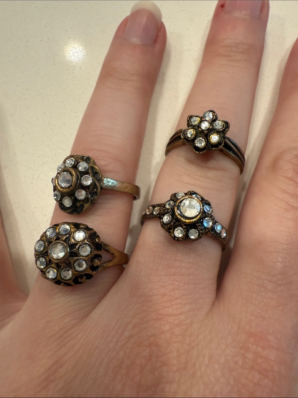 Gold-Tone Floral Stacking Ring Set of 4 - Sizes 6, 6.5, & 7